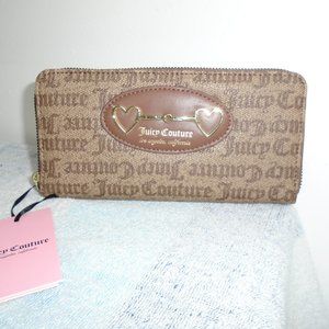 NEW JUICY COUTURE GOTHIC STATUS BROWN HEART TO HEART WALLET PURSE